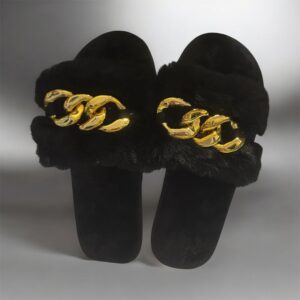 Women's Fluffy Chain Decor Slippers