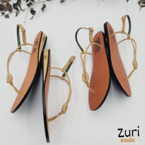 Genuine Leather Slippers - Gold (Fits 5-8, 10)